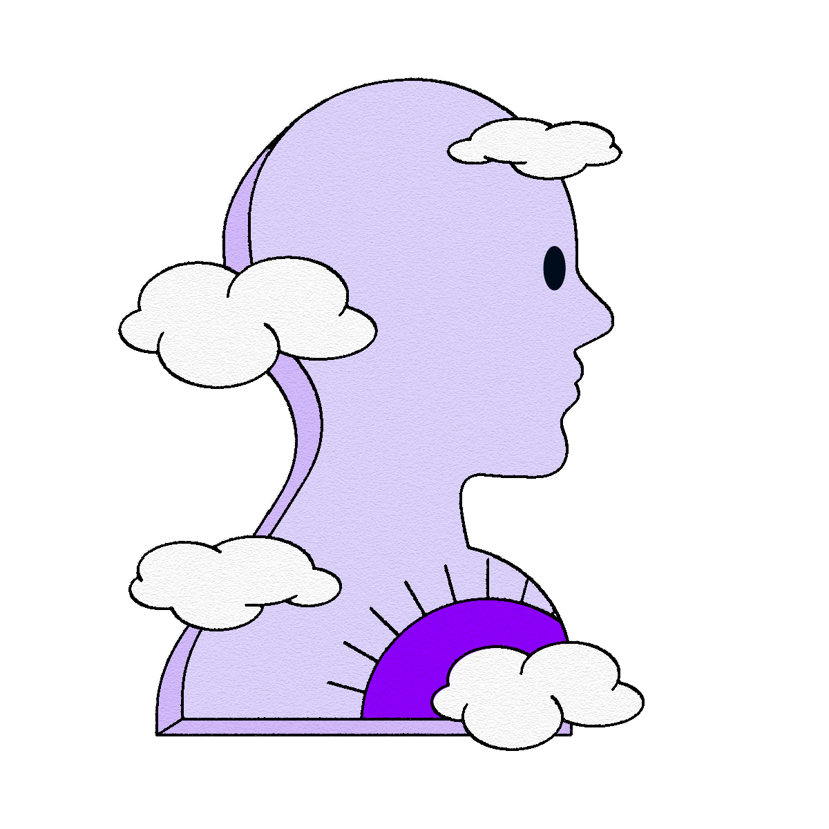 purple head and clouds image