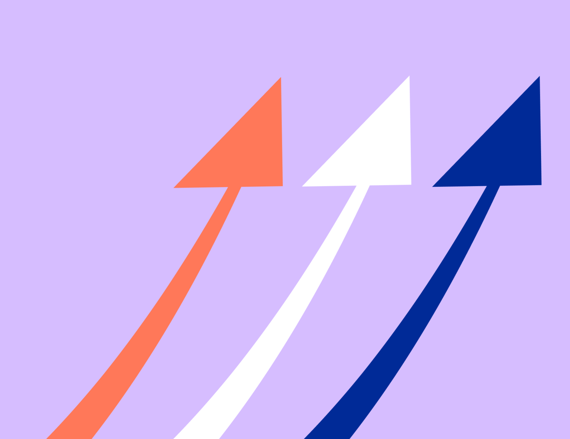 image of orange, white and blue arrows on a purple background